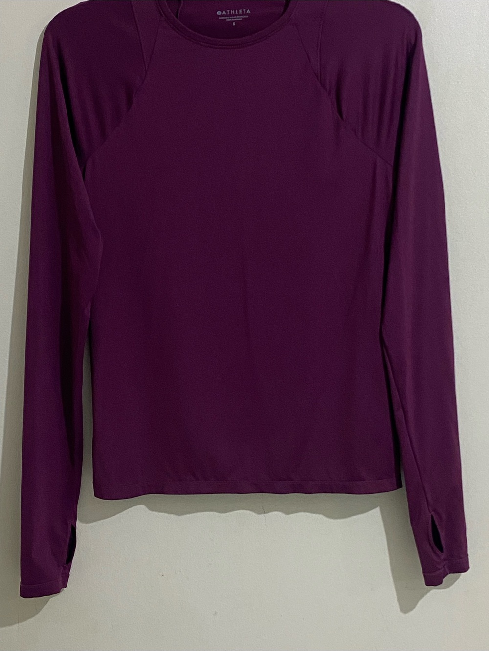 Athleta Women's Long-Sleeve Fitted Round Neck in Deep Plum Size S